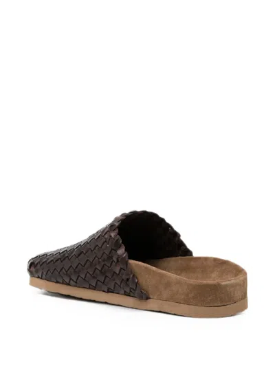 Dragon Diffusion Woven Leather Mules In Blue