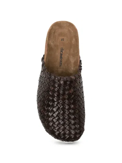Dragon Diffusion Woven Leather Mules In Blue