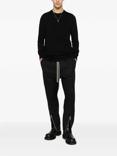 Rick Owens Minimalist Level Seam Cotton T-shirt With Crew Neck In Black