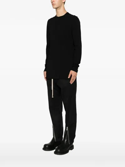 Rick Owens Minimalist Level Seam Cotton T-shirt With Crew Neck In Black