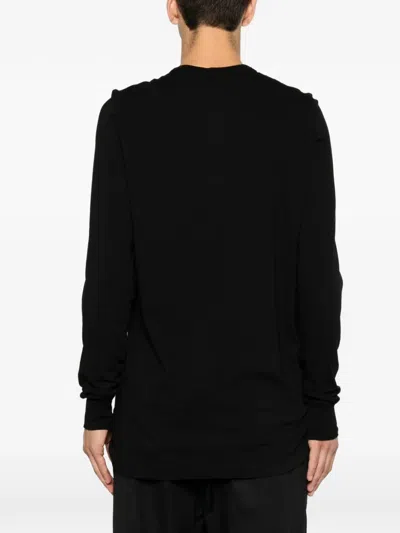 Rick Owens Minimalist Level Seam Cotton T-shirt With Crew Neck In Black