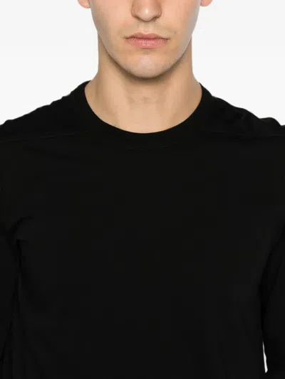 Rick Owens Minimalist Level Seam Cotton T-shirt With Crew Neck In Black