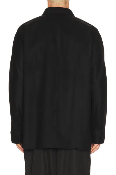 Givenchy Couture Seam Dry Wool Flannel Shirt Patch Pocket In Black