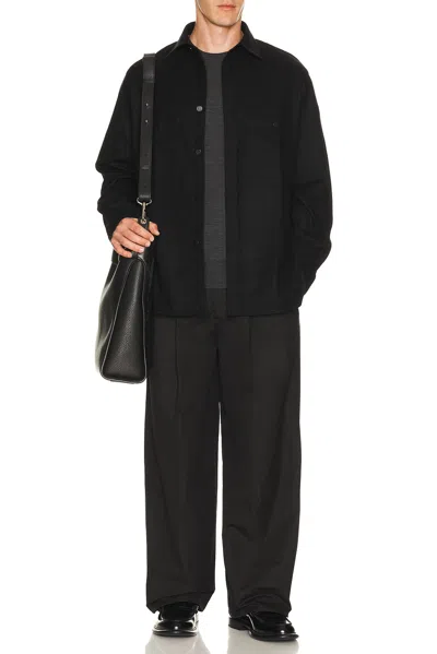 Givenchy Couture Seam Dry Wool Flannel Shirt Patch Pocket In Black