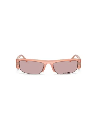 Miu Miu Rectangle-frame Sunglasses In Pink
