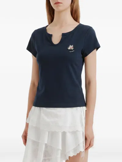 B+ab Cat-patch T-shirt In Blue