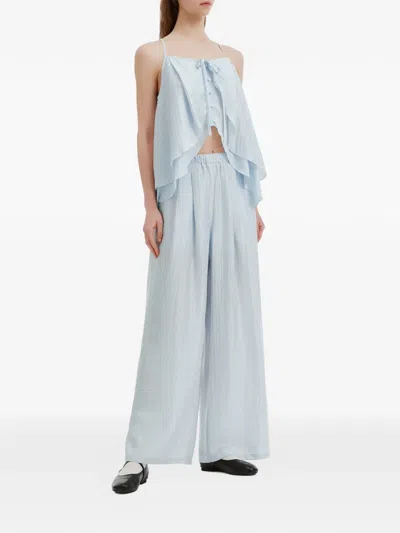 B+ab Ruffled Button-front Jumpsuit In Blue