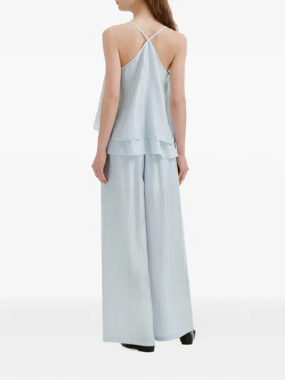 B+ab Ruffled Button-front Jumpsuit In Blue