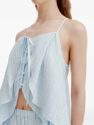 B+ab Ruffled Button-front Jumpsuit In Blue