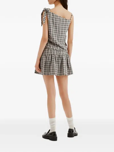 B+ab Check-pattern Tiered Jumpsuit In Neutral