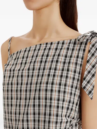 B+ab Check-pattern Tiered Jumpsuit In Neutral