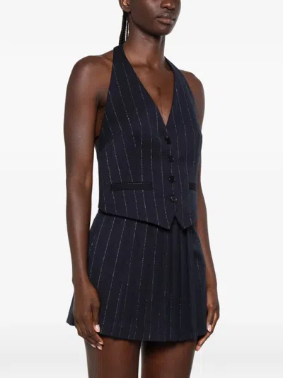 Maje Pinstripe-pattern Halter-neck Top In Blue