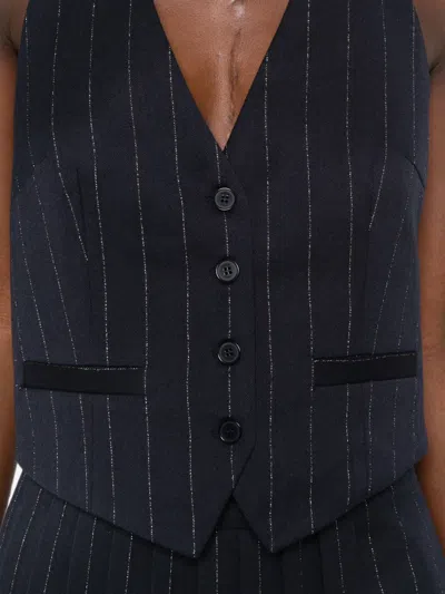 Maje Pinstripe-pattern Halter-neck Top In Blue