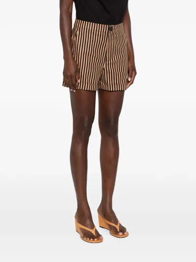 Simon Miller Como Striped-pattern Shorts In Brown