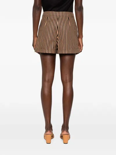 Simon Miller Como Striped-pattern Shorts In Brown