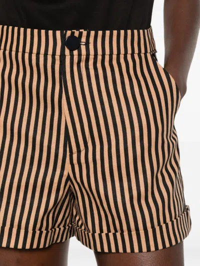 Simon Miller Como Striped-pattern Shorts In Brown