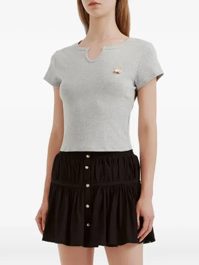 B+ab Embroidered-patch T-shirt In Gray