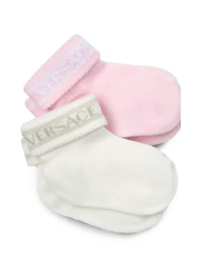 Versace Ribbed Cotton Socks 2-pack In Multi