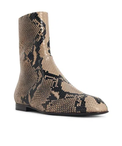 Khaite Colt Python-embossed Leather Bootie In Animal Print