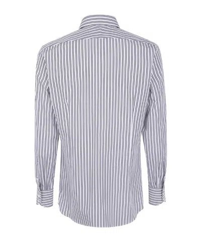 Tom Ford Striped Pattern Button-down Collar Long Sleeves Shirt In White