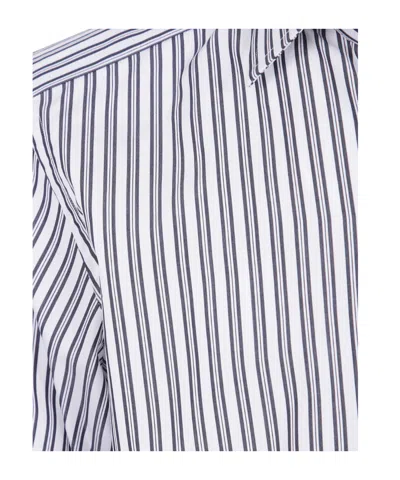 Tom Ford Striped Pattern Button-down Collar Long Sleeves Shirt In White