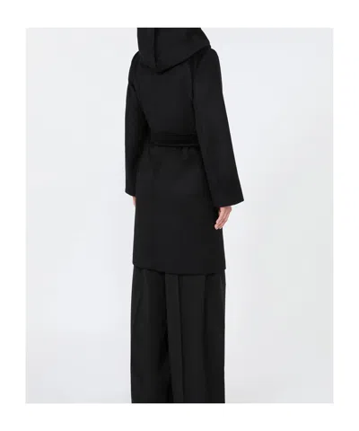 Max Mara Wool Broadcloth Robe Coat In Black