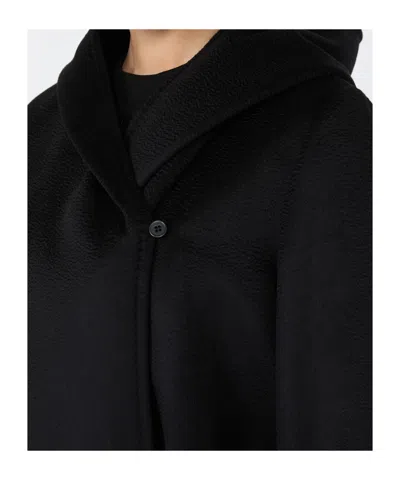 Max Mara Wool Broadcloth Robe Coat In Black