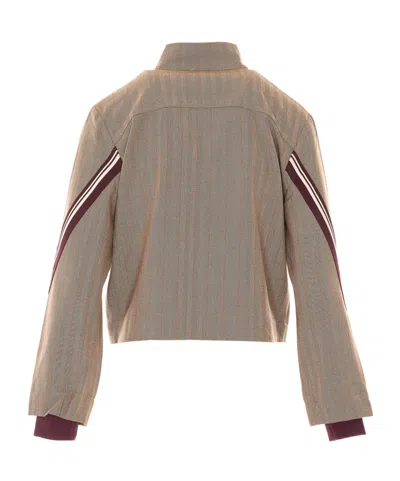 Liu •jo Herringbone-pattern Zip-up Jacket In Burgundy