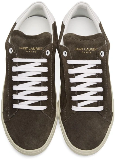 Shop Saint Laurent Brown Suede Sl/06 Court Classic Sneakers