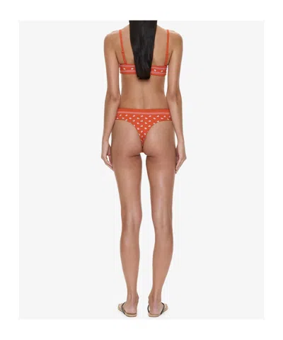 Christopher Esber Ruffled Strapless Bikini Top In Orange