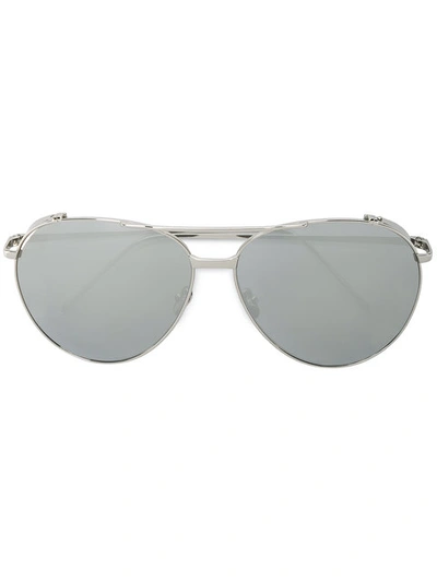 Linda Farrow White Gold 425 C2 Aviator Sunglasses In Metallic