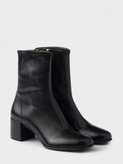 Prada Stretch Nappa Leather Booties In Black