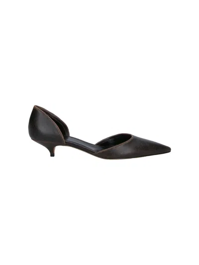 The Row Brown Liisa Kitten Dorsay Pumps In Black