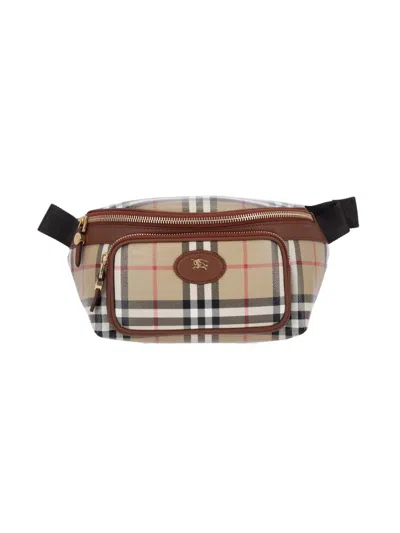Burberry Check Pattern Belt Bag Adjustable Strap In Brown