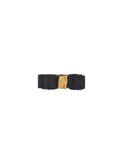 Ferragamo Braided Belt With Brass Hardware In Black