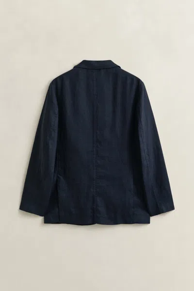 Gant Linen Blazer In Blue