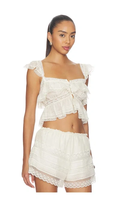 Loveshackfancy Linata Top In White