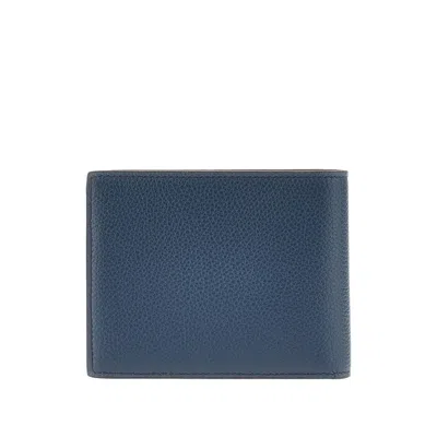Fendi Lui Bi-fold Wallet In Blue Leather And Sellier Finish In Brown