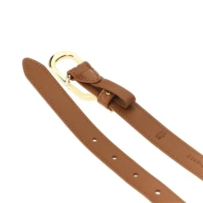 Fendi Ff Leather Slim Belt In Brown