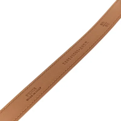 Fendi Ff Leather Slim Belt In Brown