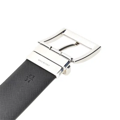 Prada Reversible Leather Belt In Black