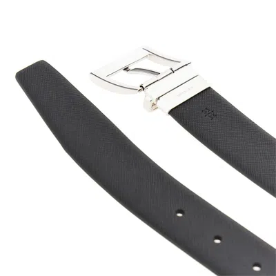Prada Reversible Leather Belt In Black