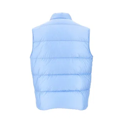 Moncler Baby Bernard Quilted Down Vest With High Collar In Blue