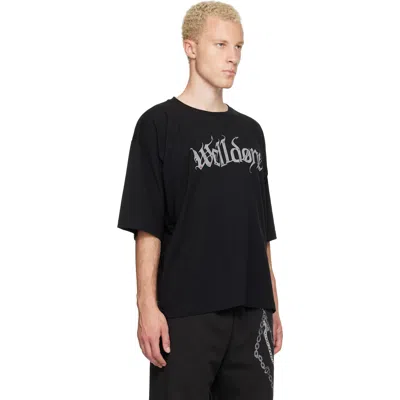 We11 Done Black Devil Arms Up T-shirt In Black