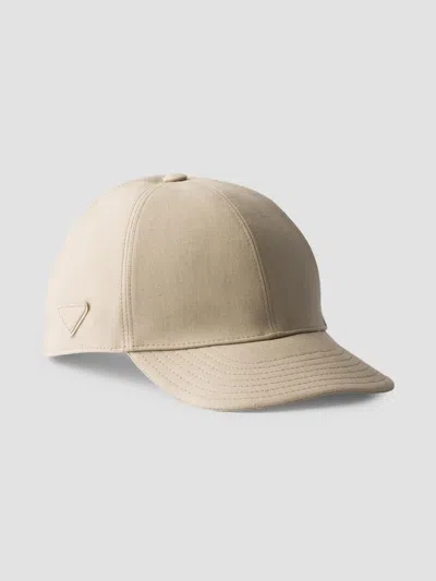 Prada Linen Baseball Cap In Neutral