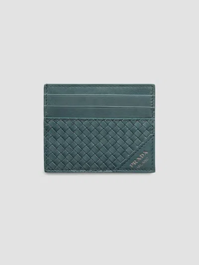 Prada Leather Card Holder In Red