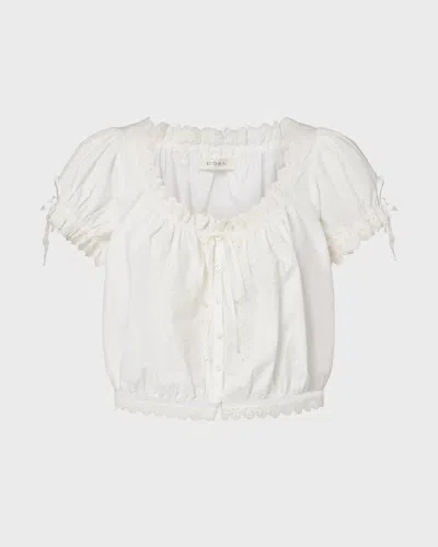 Doen Dôen Nera Embroidered Cotton Top In White