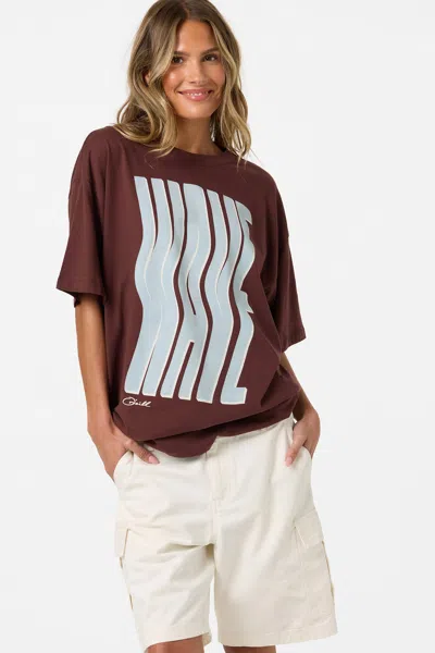 O'neill Wave Oversized Graphic T-shirt In Brown