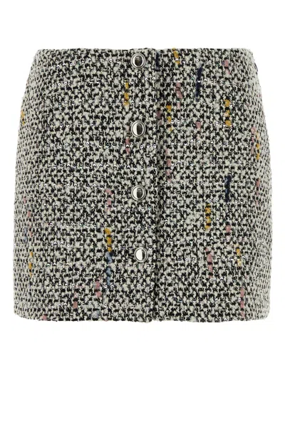 Alessandra Rich Multicolor Tweed Mini Skirt In Gray