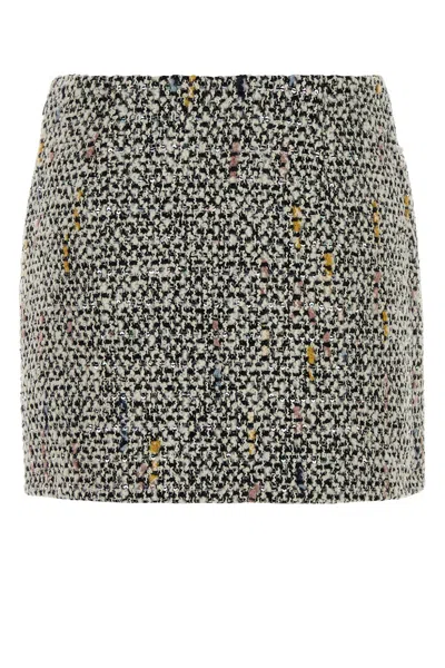Alessandra Rich Multicolor Tweed Mini Skirt In Gray